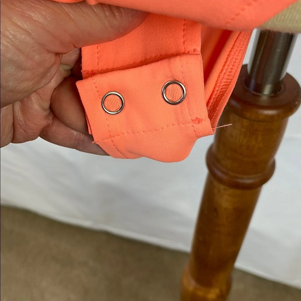 NWT REORIA Coral Orange Square Neck Tank Bodysuit w/Snap Closure - Size Medium - Picture 4 of 10